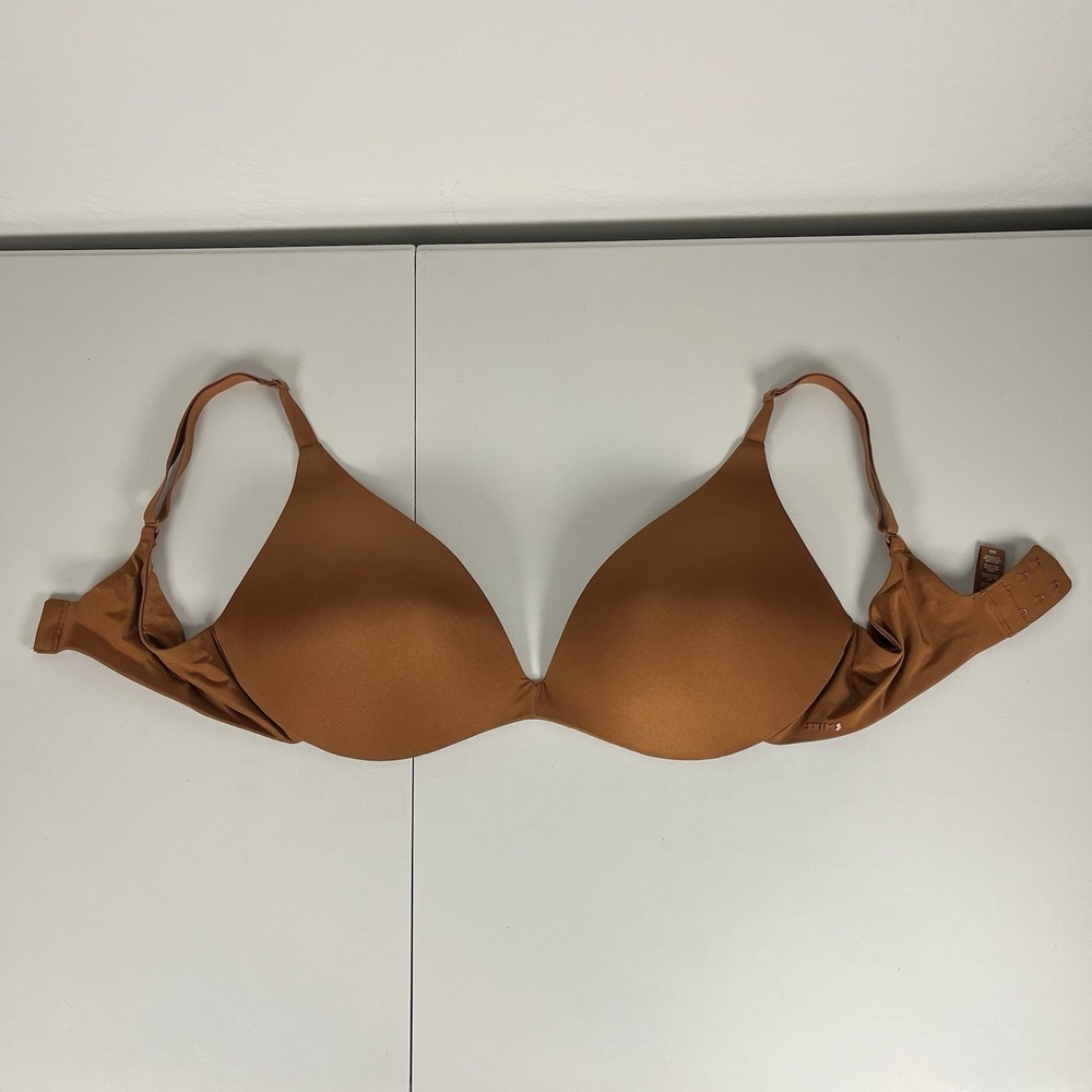 SKIMS Bronze Brown Wireless Form Push Up Plunge Bra size 38D EUC‎
